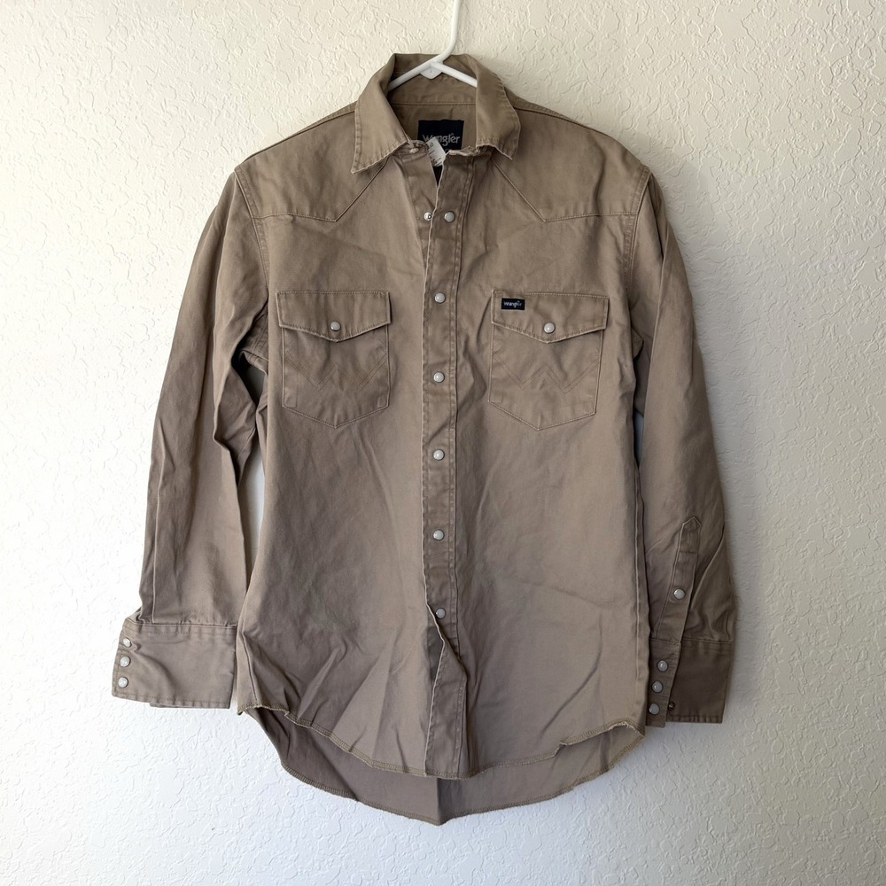 Wrangler Shirt Mens Medium Brushpopper Pearl Snap Vtg Western Work Rodeo Shacket